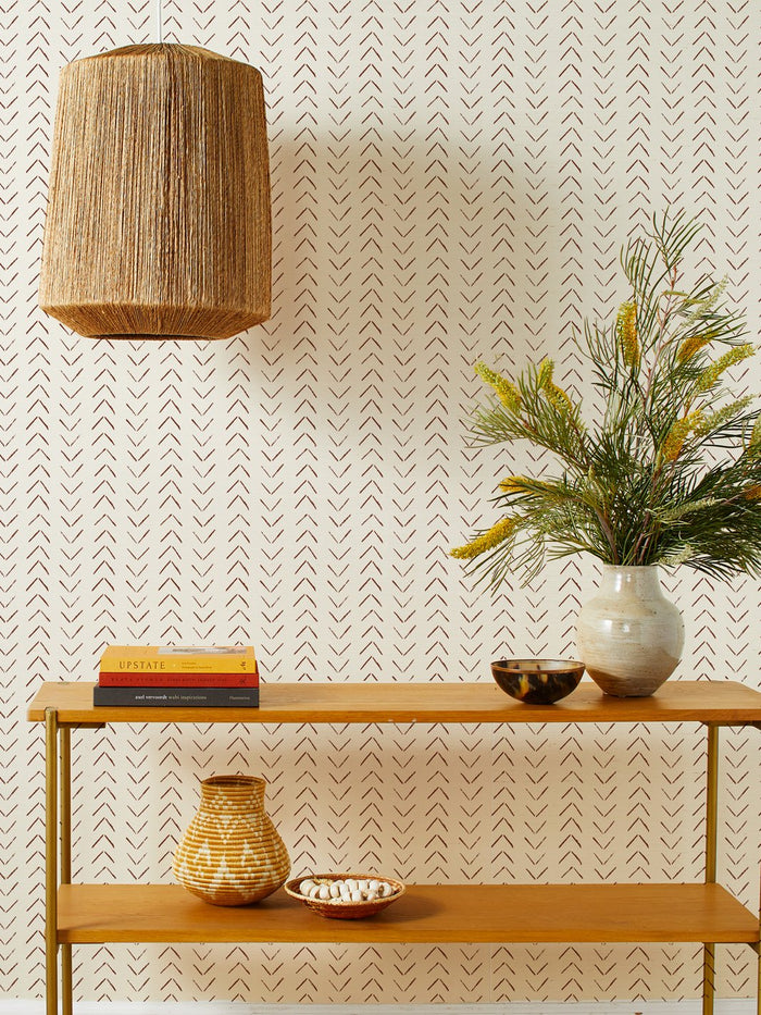 'Arrows' Grasscloth Wallpaper by Nathan Turner - Rust