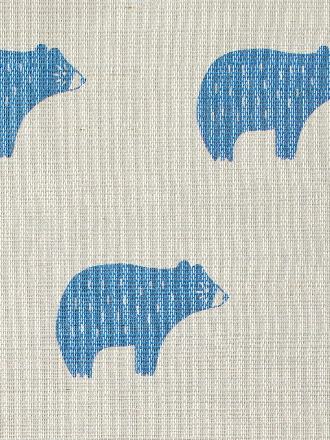 chubby bear cerulean grasscloth