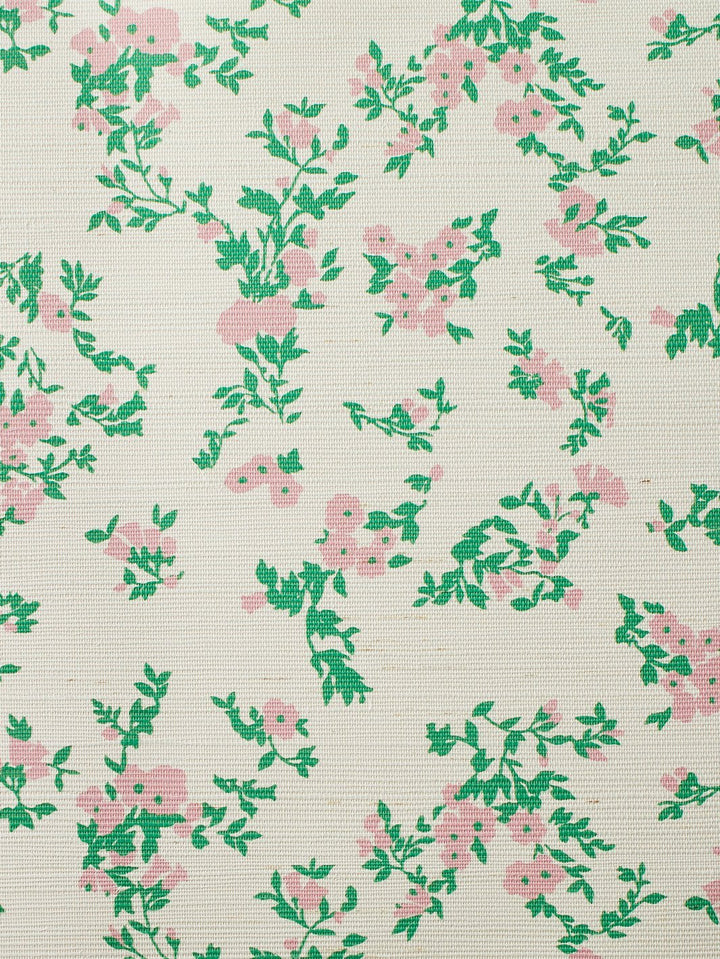 francoise floral pink white grasscloth