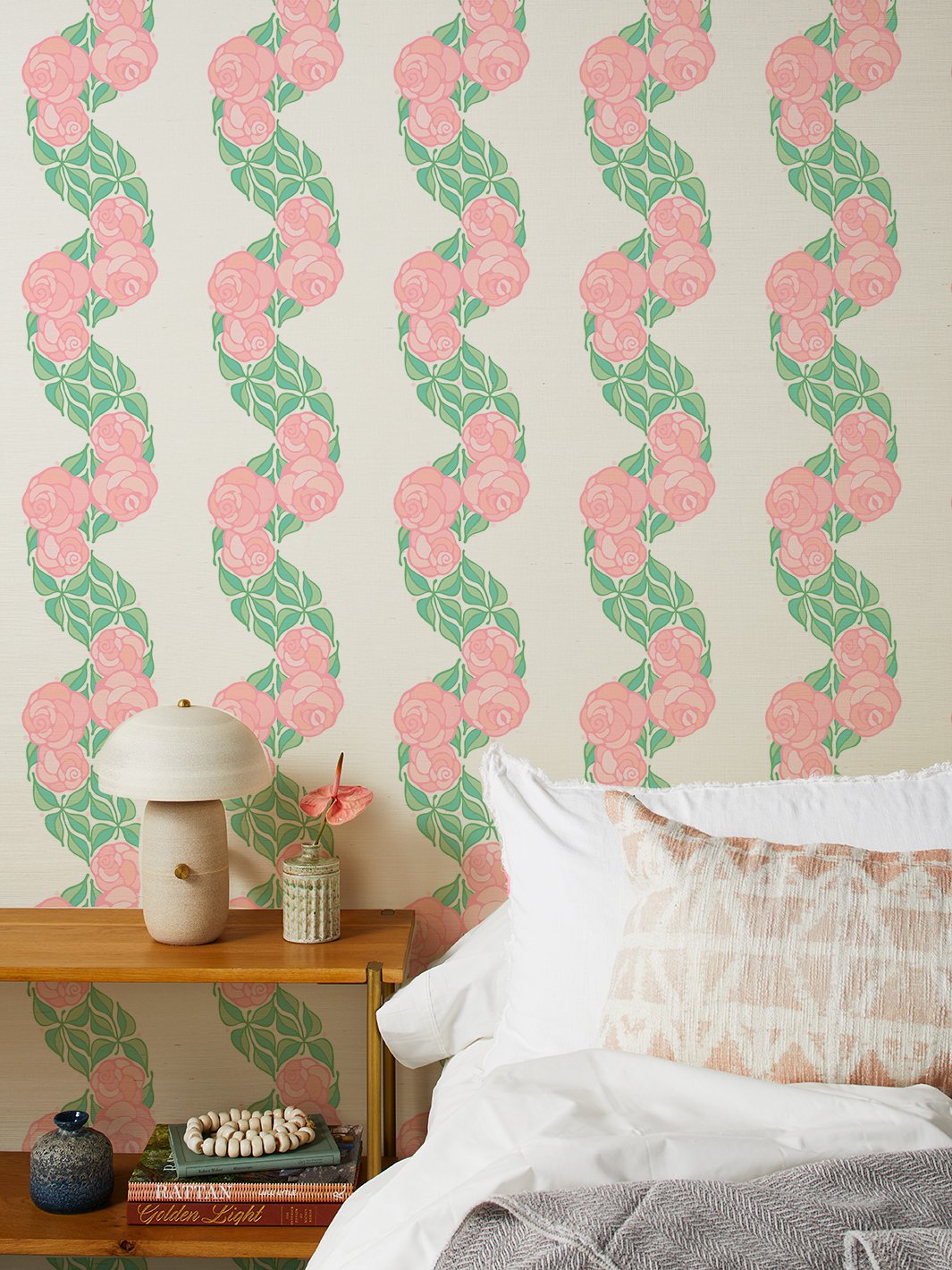 groovy floral stripe grasscloth wallpaper by barbie ballet slipper