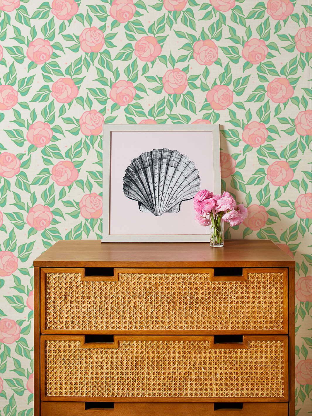 groovy floral grasscloth wallpaper by barbie ballet slipper