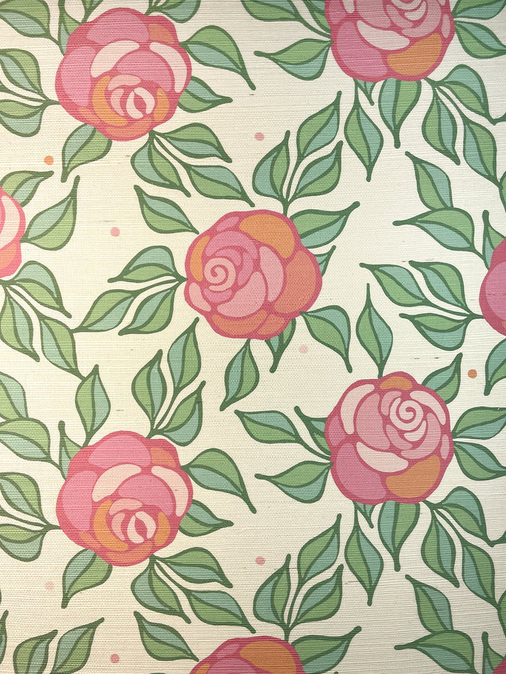 groovy floral grasscloth wallpaper by barbie rose