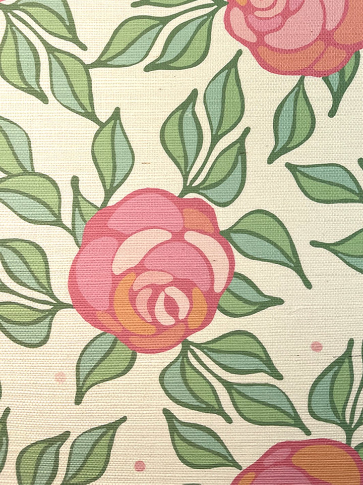 groovy floral grasscloth wallpaper by barbie rose