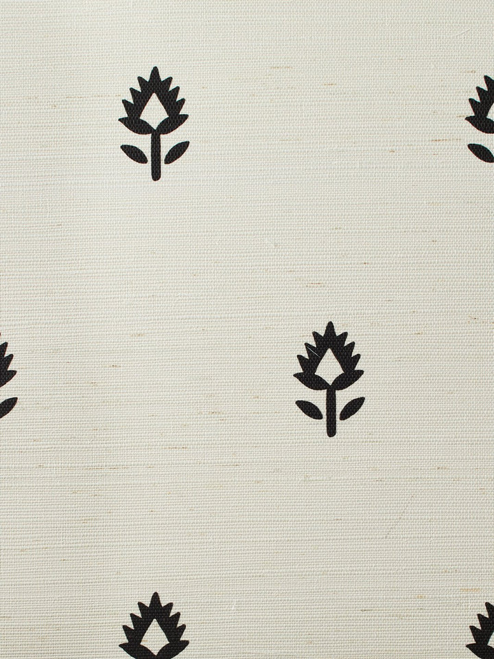 large block print black grasscloth