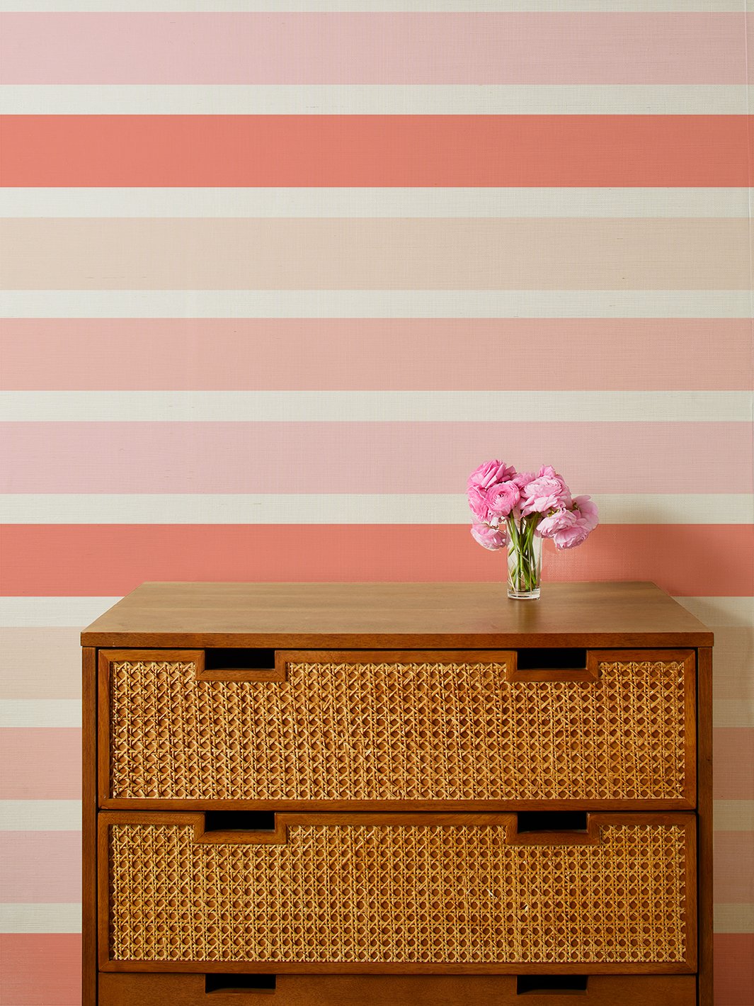 ombre stripe grasscloth wallpaper by barbie peach