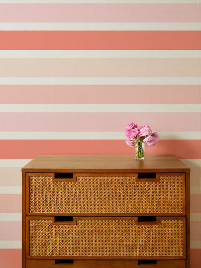 'Ombre Stripe' Grasscloth' Wallpaper by Barbie™ - Peach