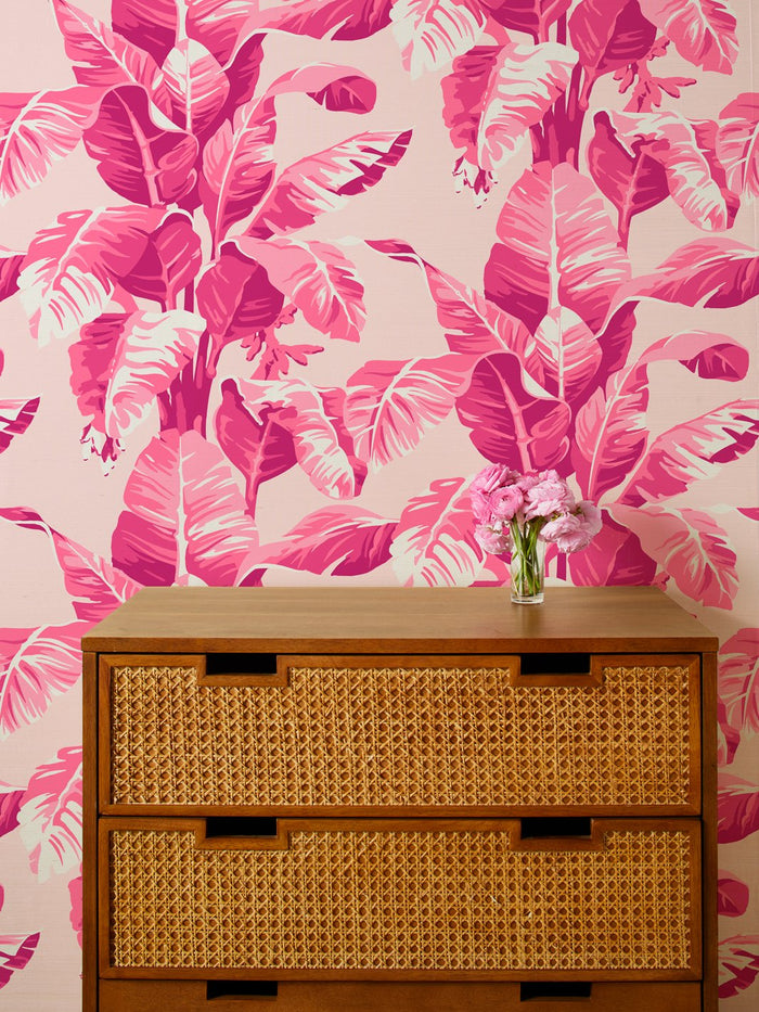 Papier peint en toile de gazon « Pacifico Palm » par Nathan Turner - Rose électrique