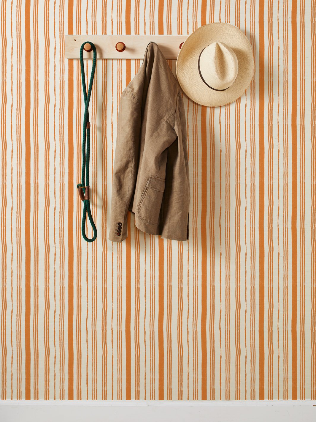 painted stripes terracotta grasscloth