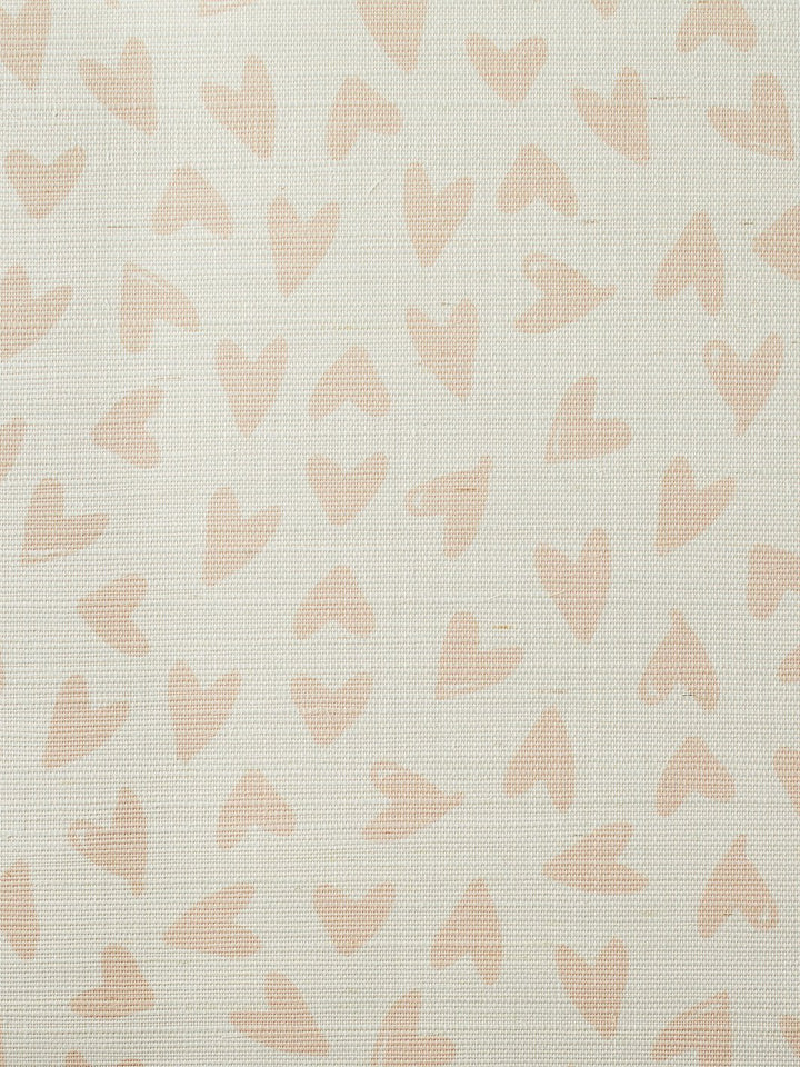 scattered hearts pink grasscloth