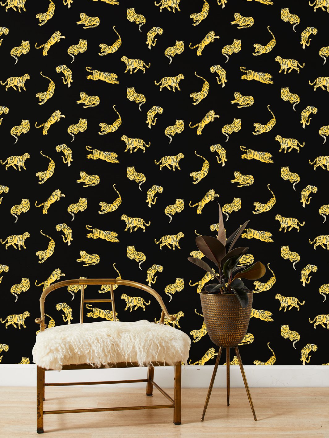 tigers black grasscloth