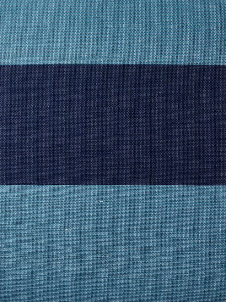 wide stripe two color lapis navy grasscloth