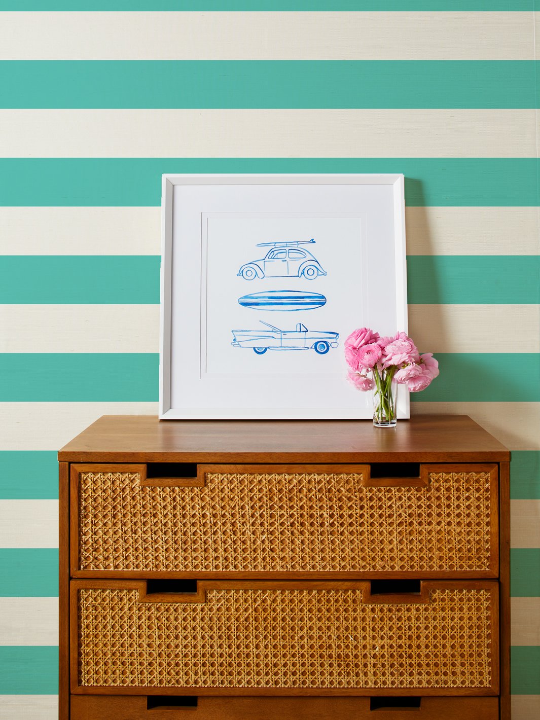 Wide Stripe' Grasscloth Wallpaper by Wallshoppe