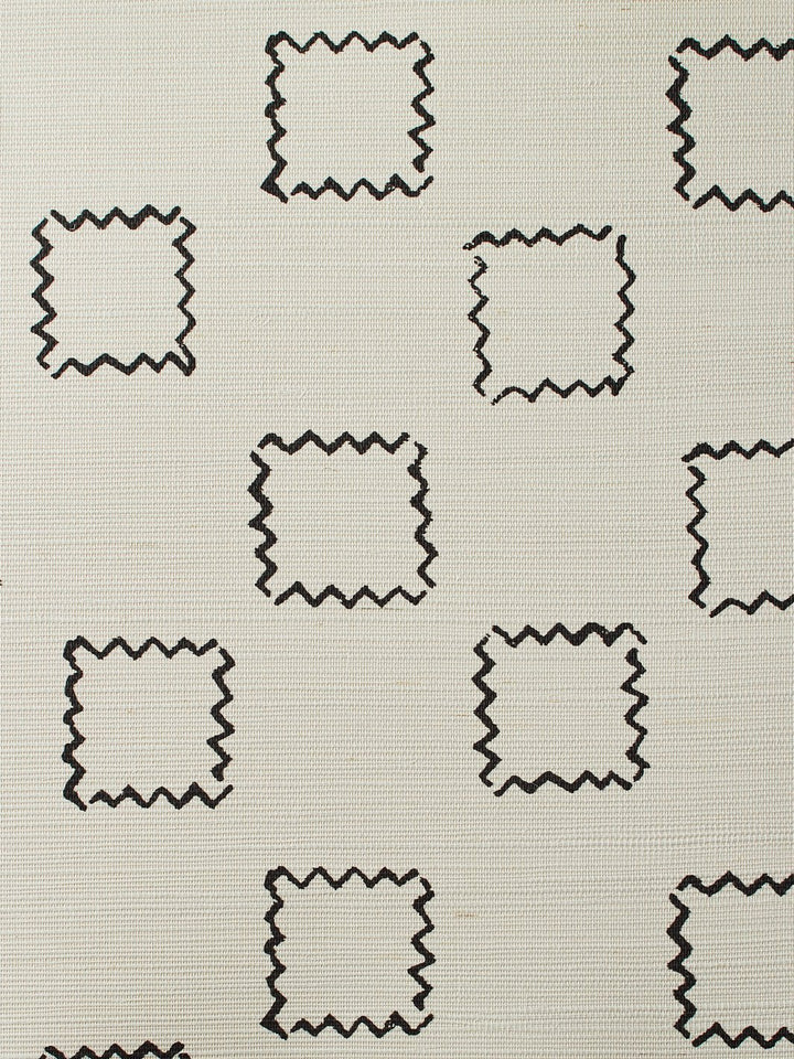 zag square black grasscloth