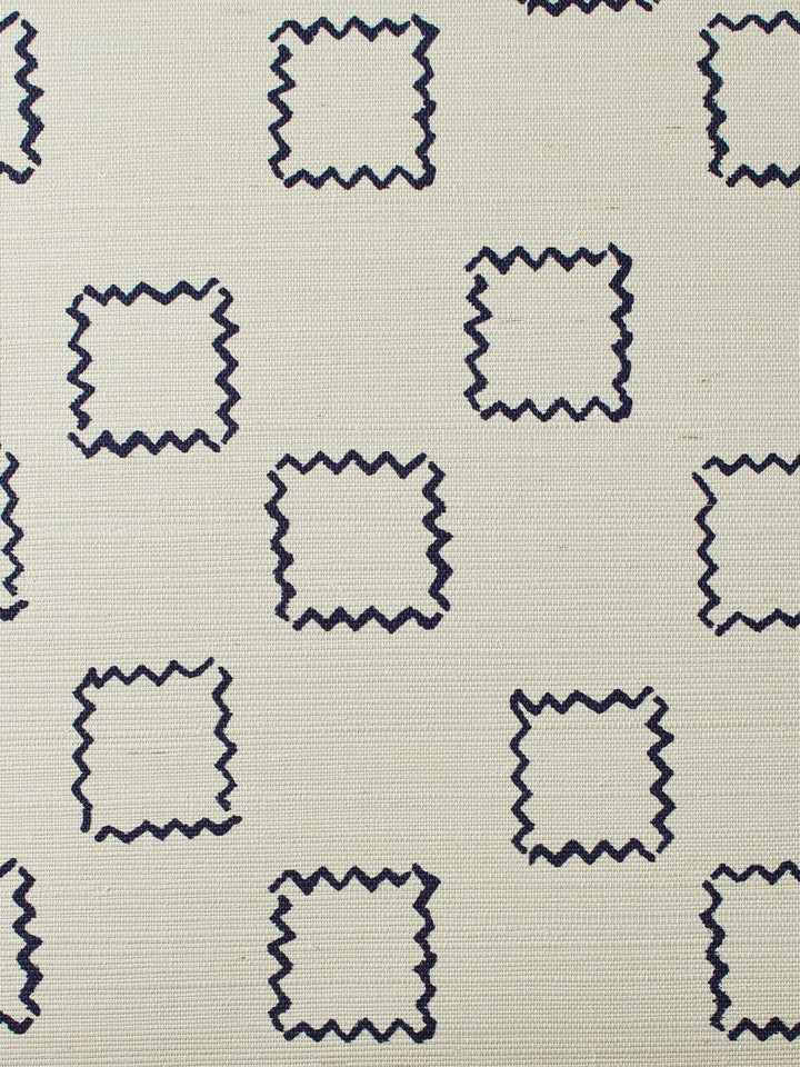 zag square navy grasscloth