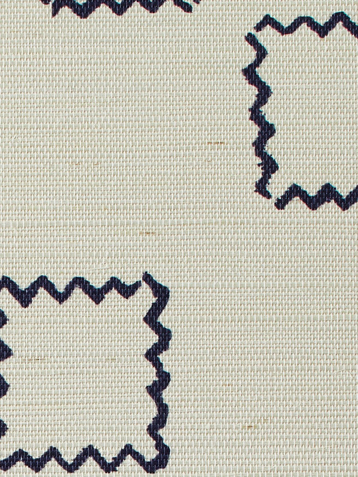 zag square navy grasscloth