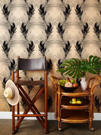 'Belafonte Palm' Kraft' Wallpaper by Nathan Turner - Black