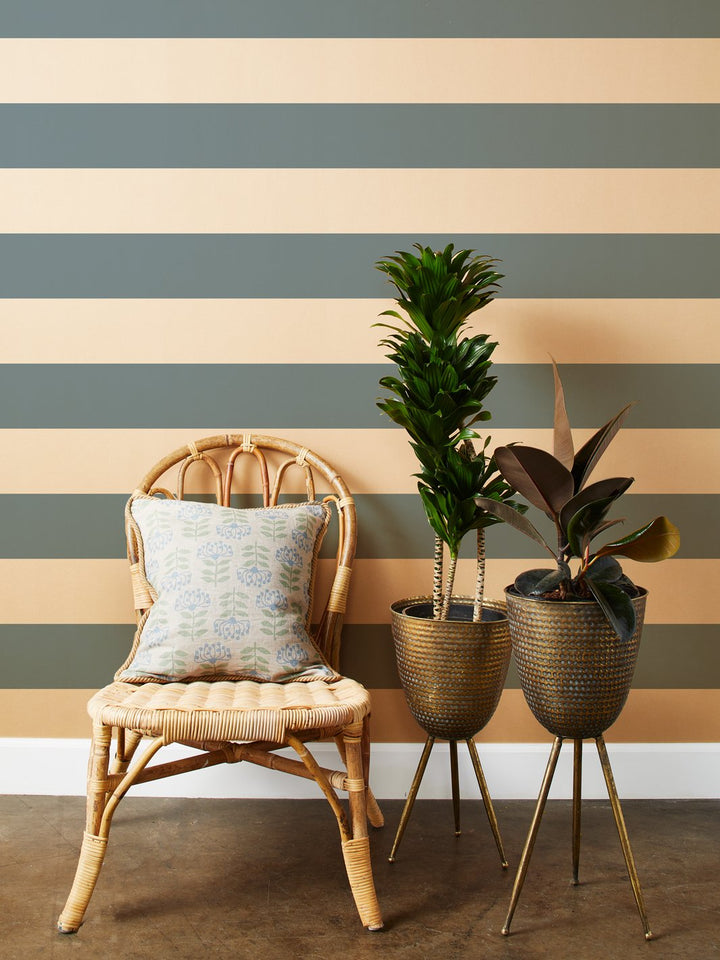 wide stripe kraft wallpaper french blue