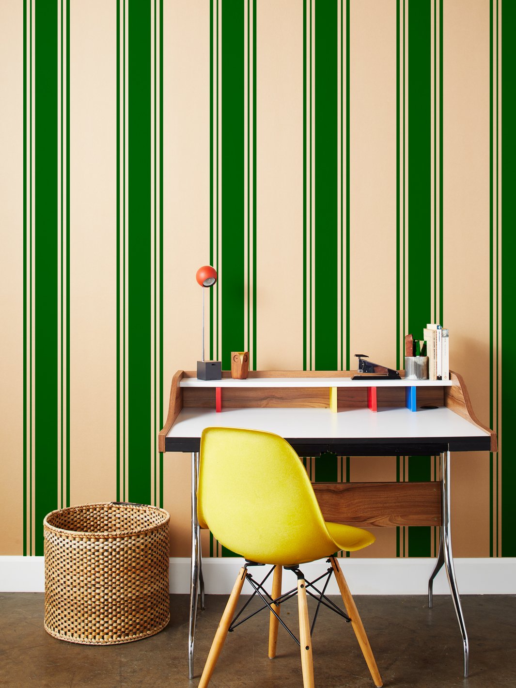 yorkshire stripe kraft wallpaper green