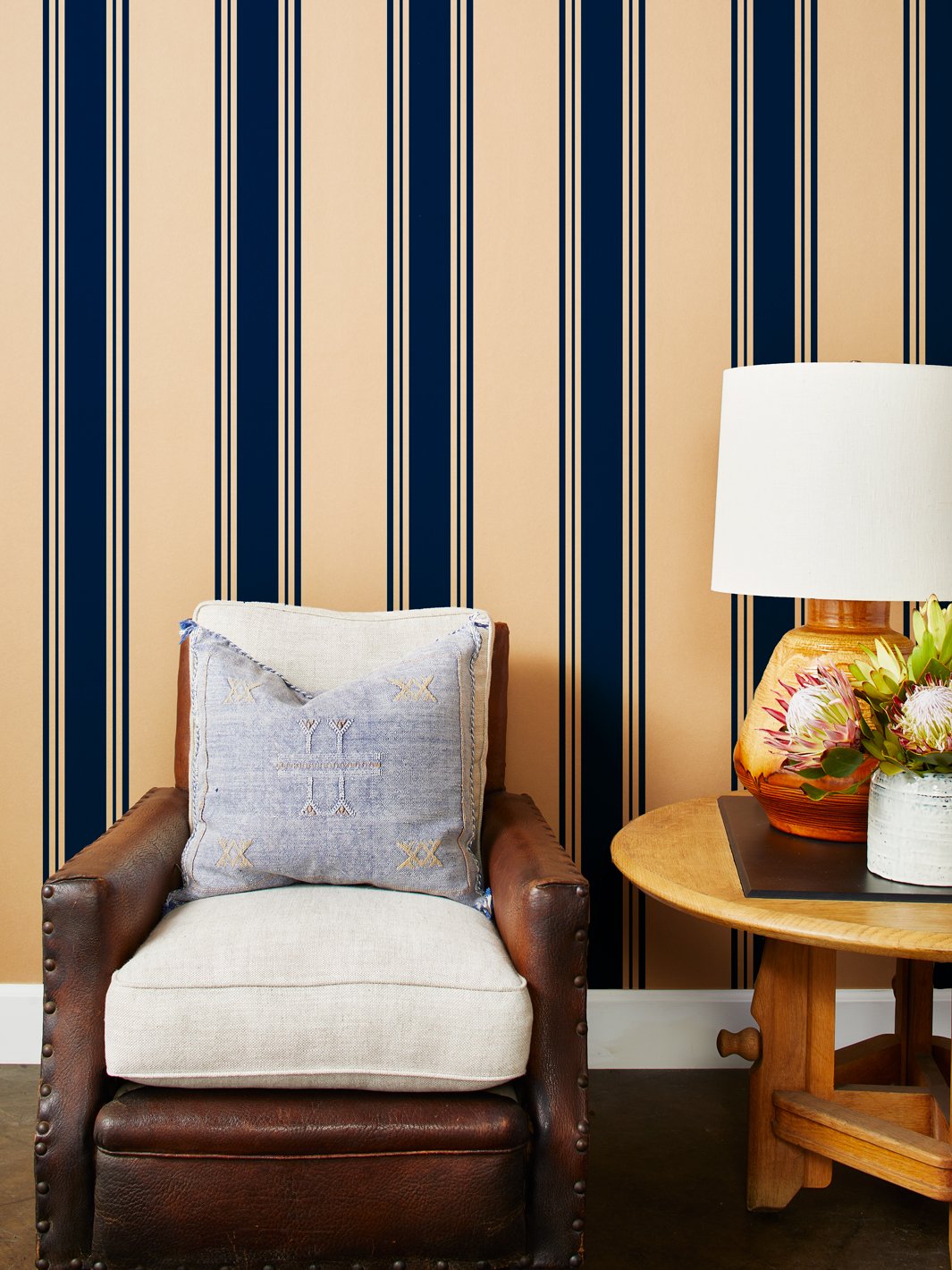 yorkshire stripe kraft wallpaper navy