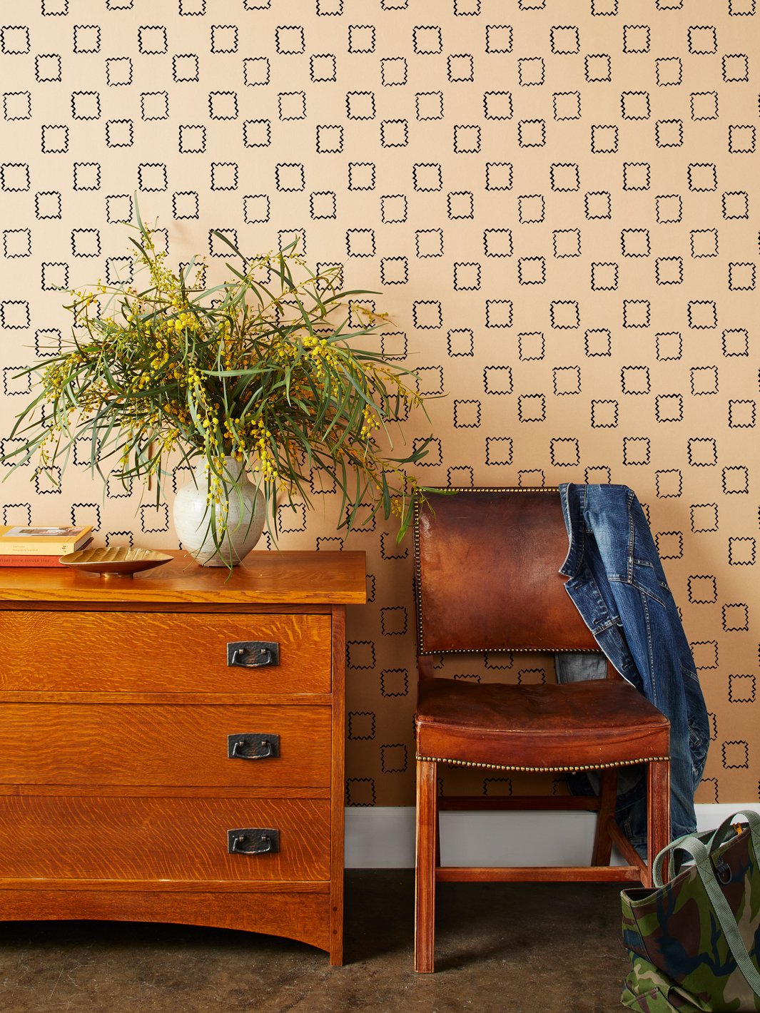 zag squares kraft wallpaper by nathan turner black