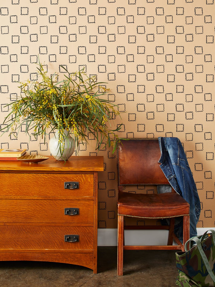 'Zag Squares' Kraft Wallpaper by Nathan Turner - Black