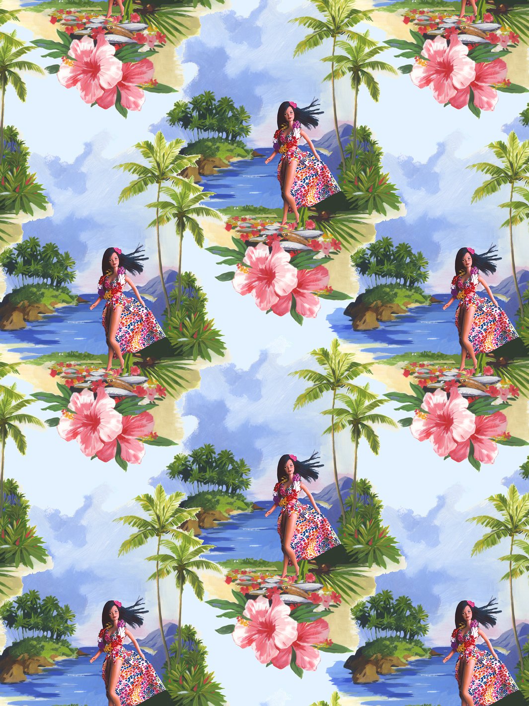 tropical-barbie-wallpaper-by-barbie-hawaiian-barbie-multi