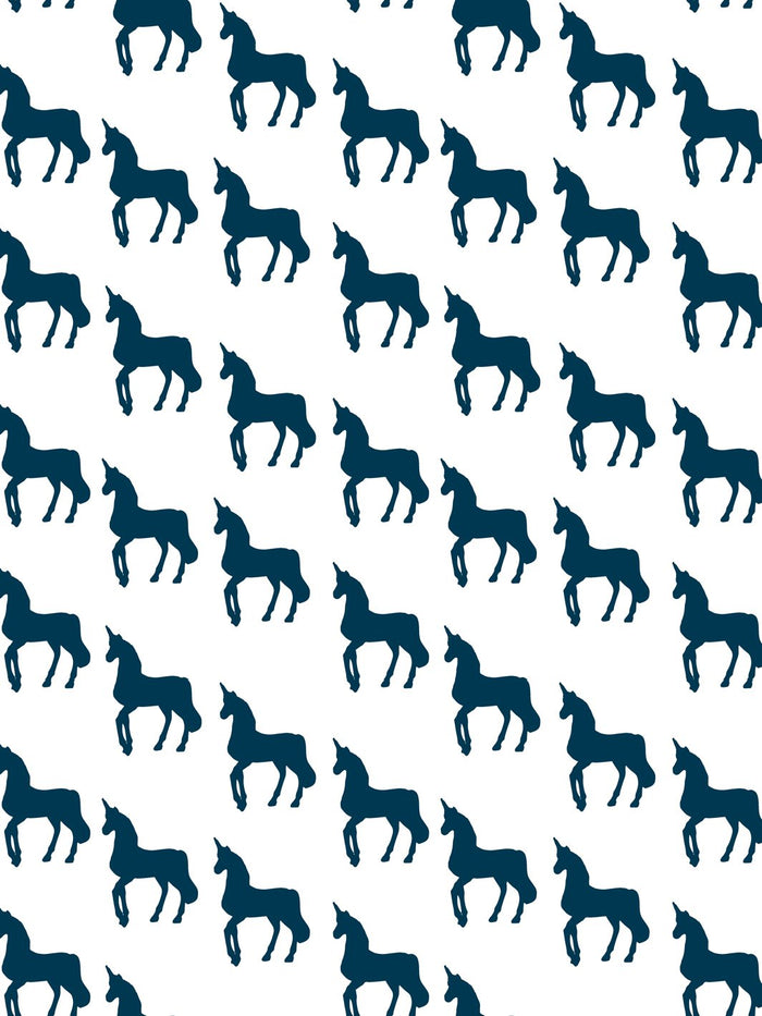 'Unicorns' Wallpaper by Barbie™ - Navy on White