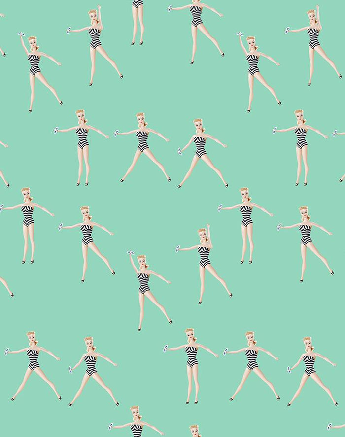 'Vintage Barbie™ in Motion' Wallpaper by Barbie™ - Caribbean