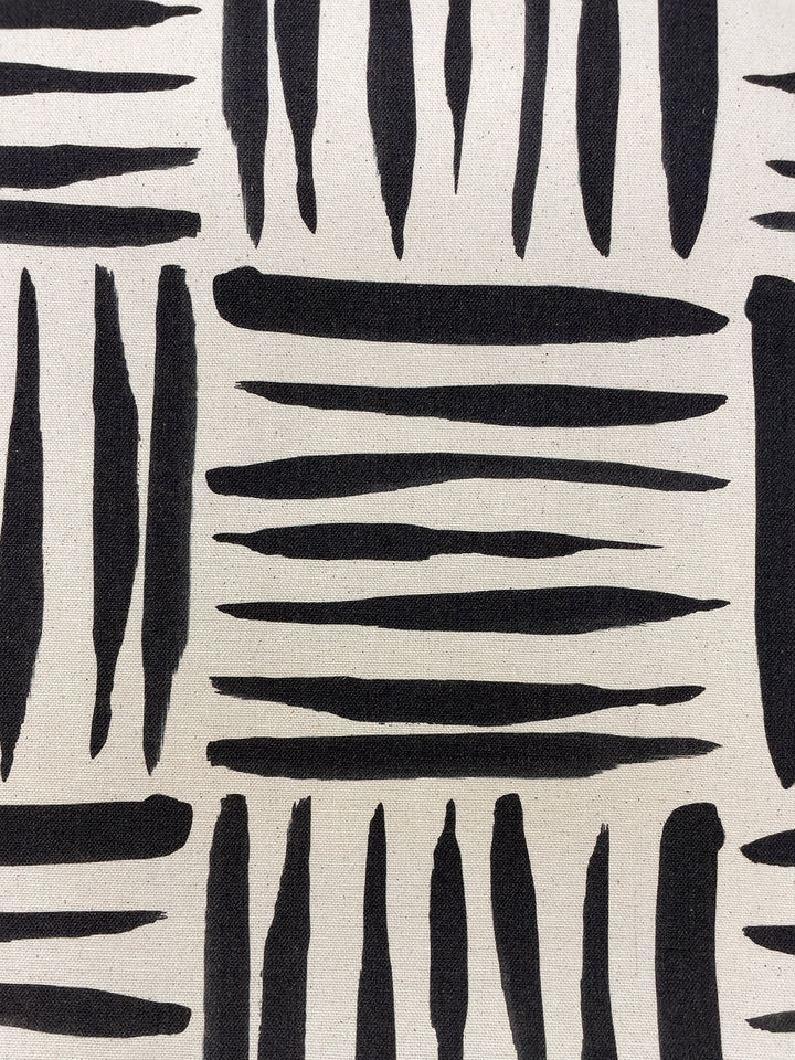 fabric by the yard watercolor weave small black on raw canvas