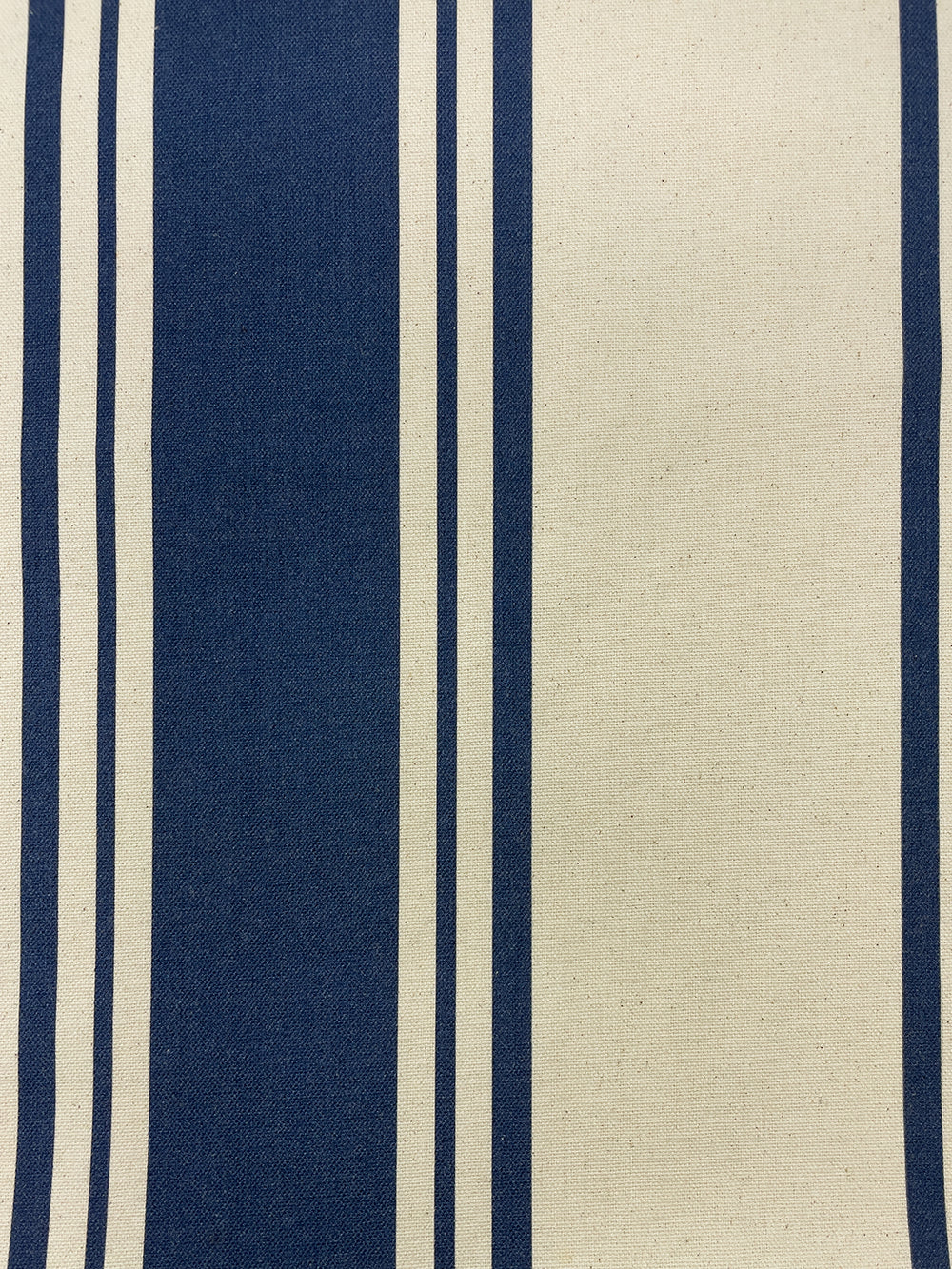 fabric by the yard yorkshire stripe navy on raw canvas