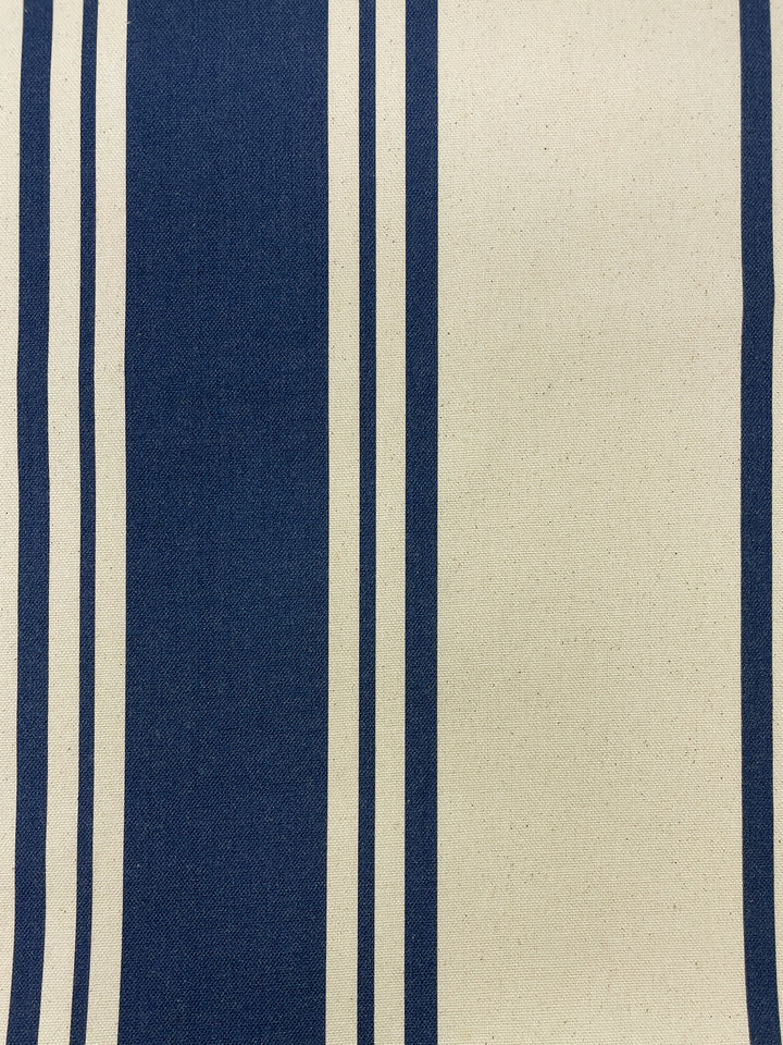 fabric by the yard yorkshire stripe navy on raw canvas