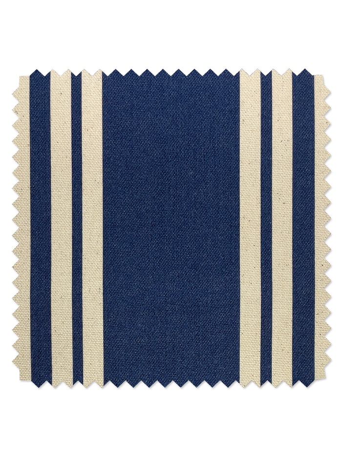 Tissu au mètre – Yorkshire Stripe – Bleu marine sur toile brute