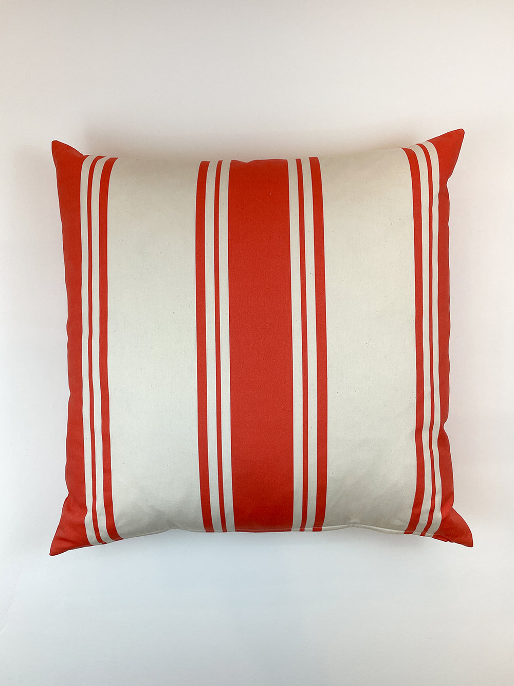 yorkshire stripe throw pillow red on organic twill