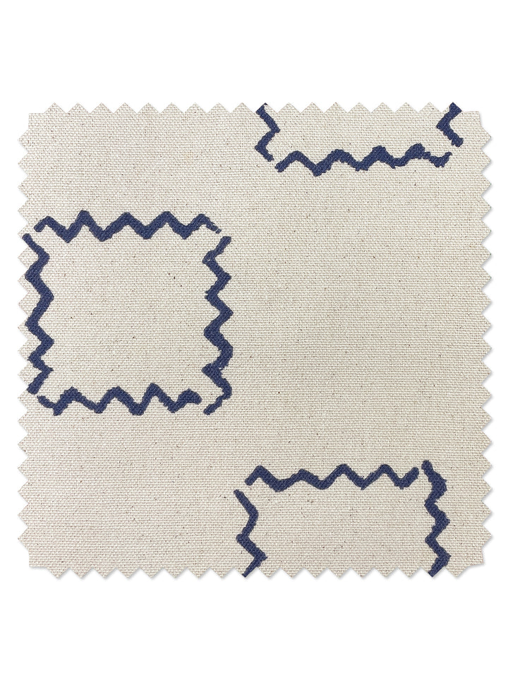 fabric by the yard zag squares navy on raw canvas
