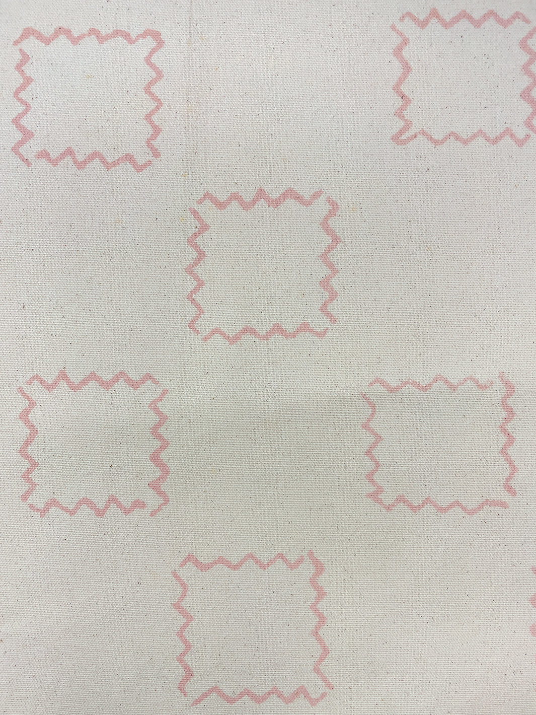 fabric by the yard zag squares pink on raw canvas