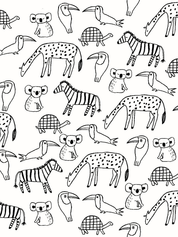 'Zoo Party' Wallpaper by Tea Collection - Black