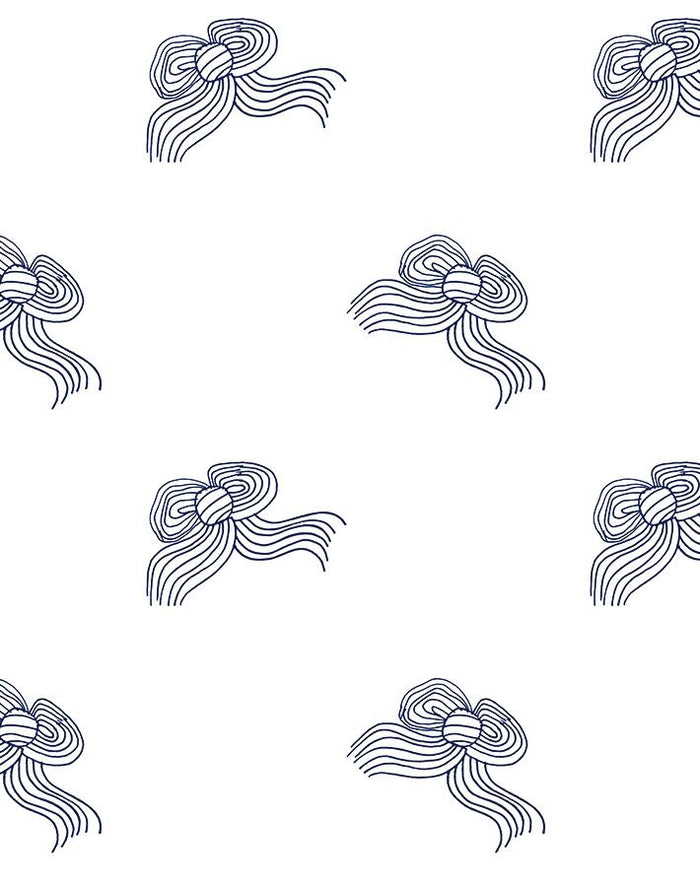 'Bows' Wallpaper by Clare V. - Navy