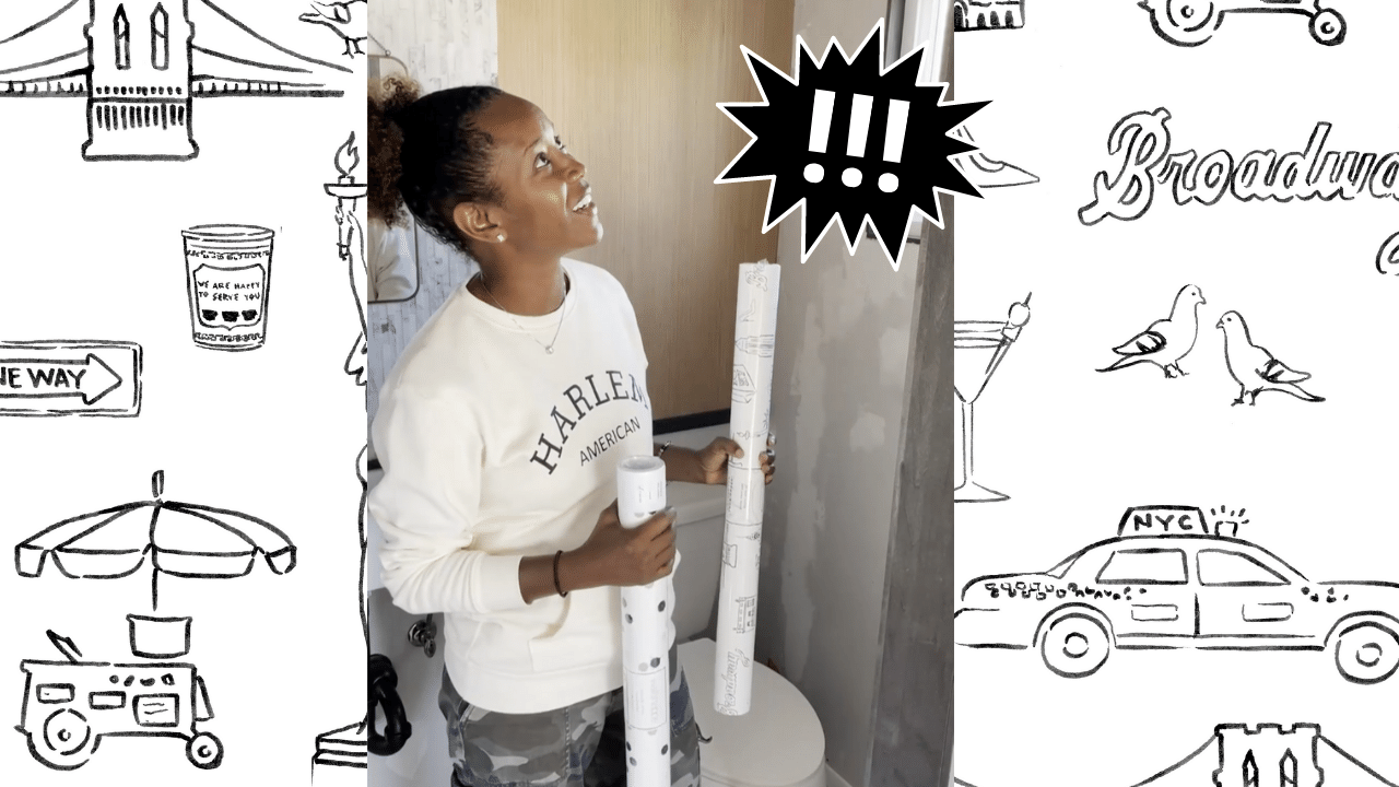 Bathroom Makeover Video: Watch This Small Bathroom Transform With With Peel And Stick Wallpaper!