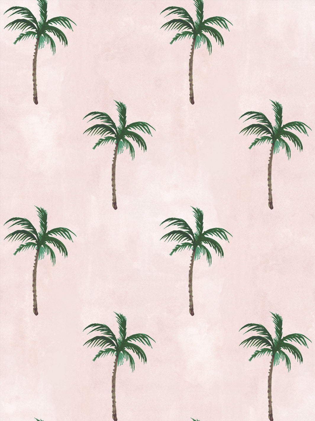 Light blush wallpaper with repeating green palm tree pattern