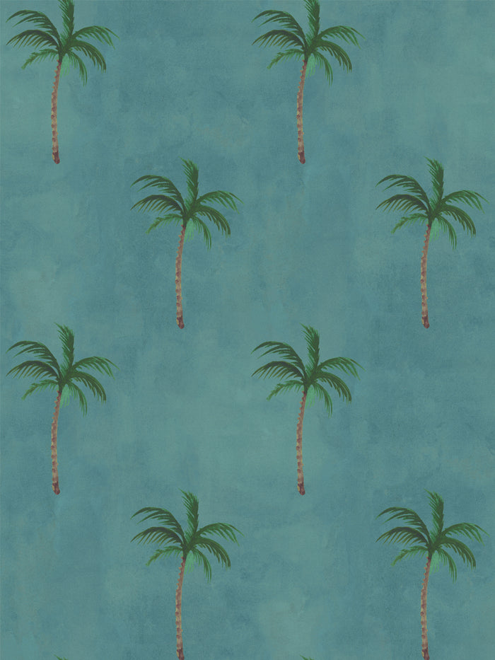 'Allover Palm' Wallpaper by Mary Maguire - Ocean