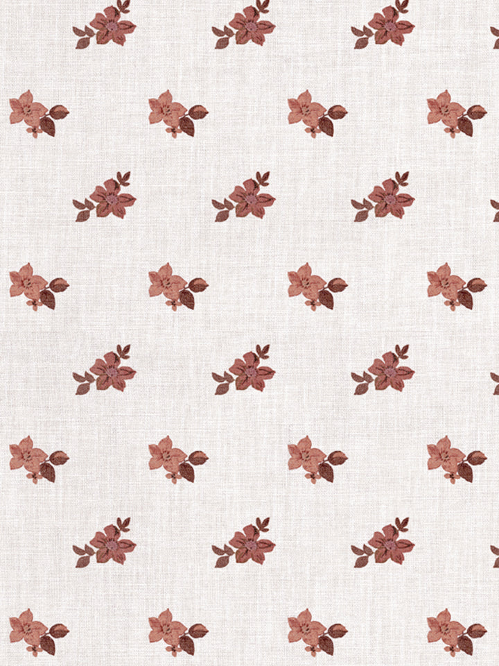 'Anna Floral' Linen Fabric by Nathan Turner - Antique Red