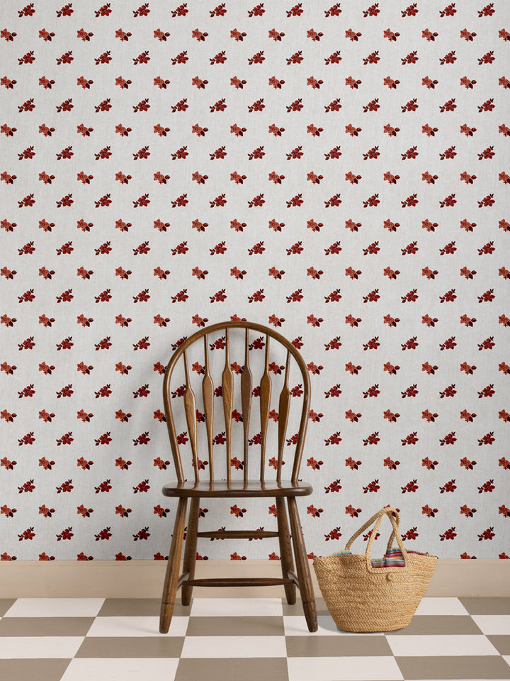 'Anna Floral' Wallpaper by Nathan Turner - Antique Red