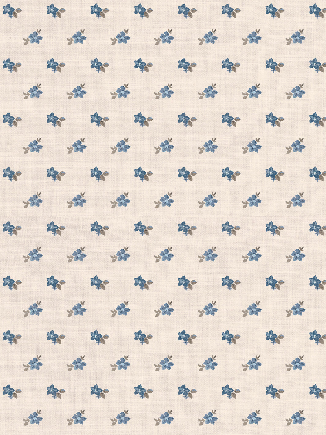 'Anna Floral' Tea Stained Linen Fabric by Nathan Turner - Blue Brown