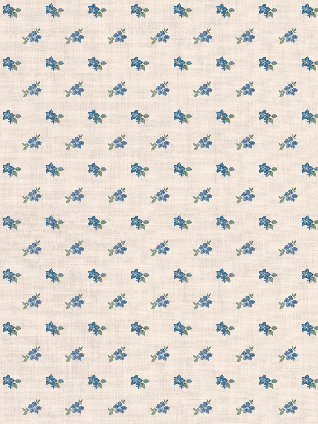 'Anna Floral' Tea Stained Linen Fabric by Nathan Turner - Blue Green