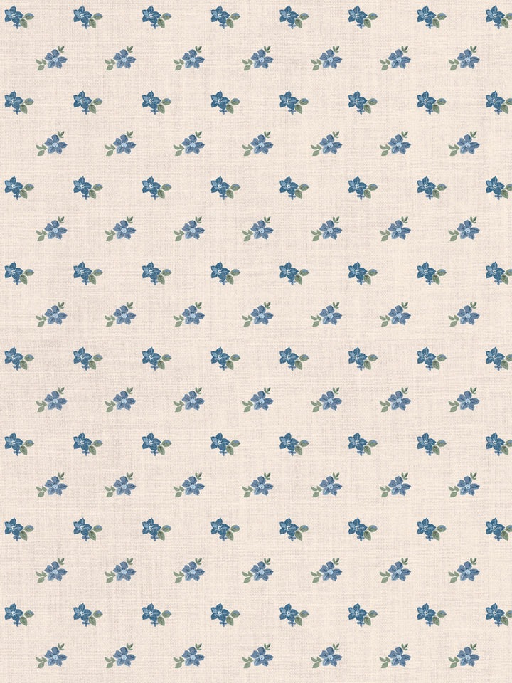 'Anna Floral' Tea Stained Linen Fabric by Nathan Turner - Blue Green