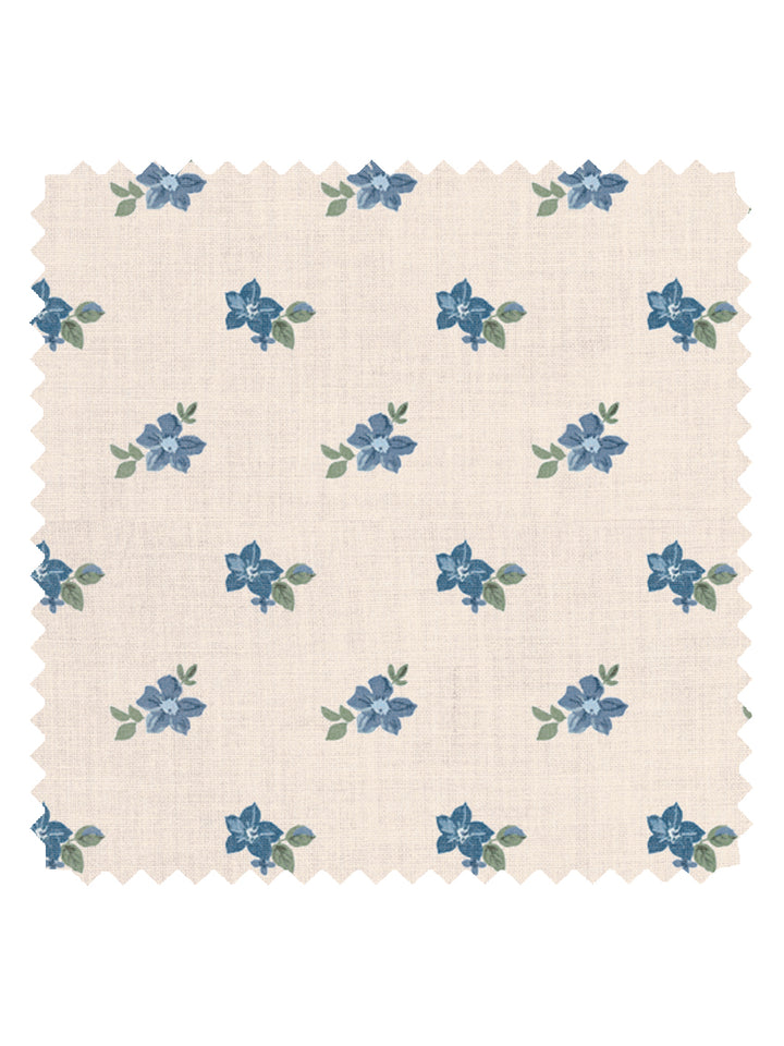 'Anna Floral' Tea Stained Linen Fabric by Nathan Turner - Blue Green