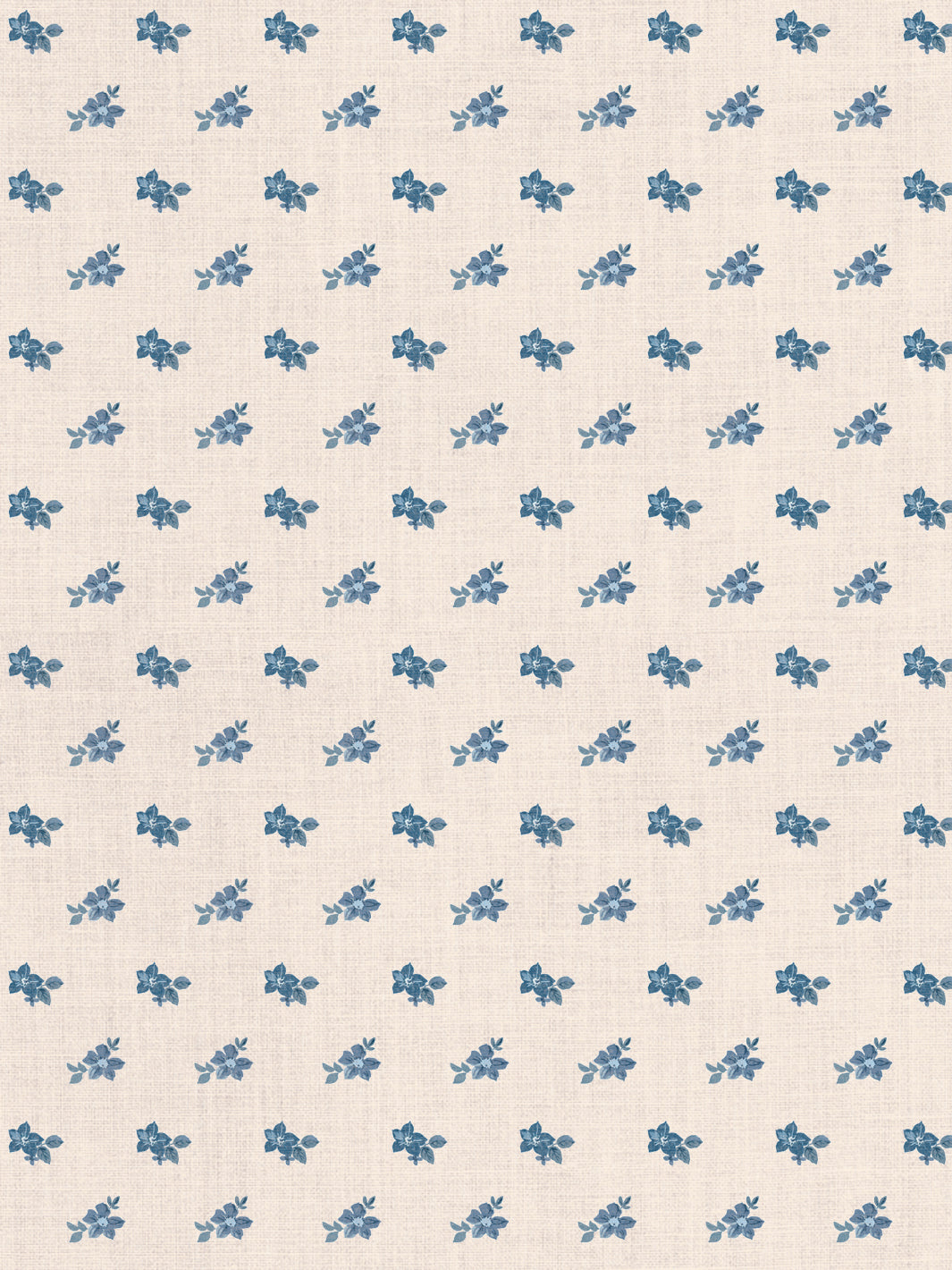 'Anna Floral' Tea Stained Linen Fabric by Nathan Turner - Blues