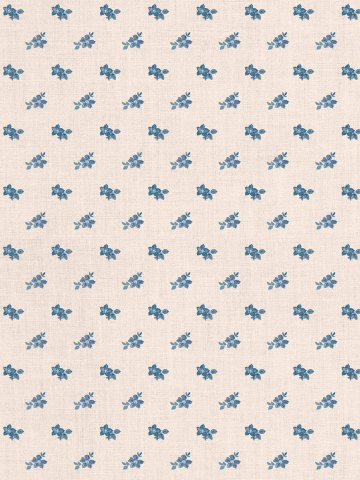 'Anna Floral' Tea Stained Linen Fabric by Nathan Turner - Blues