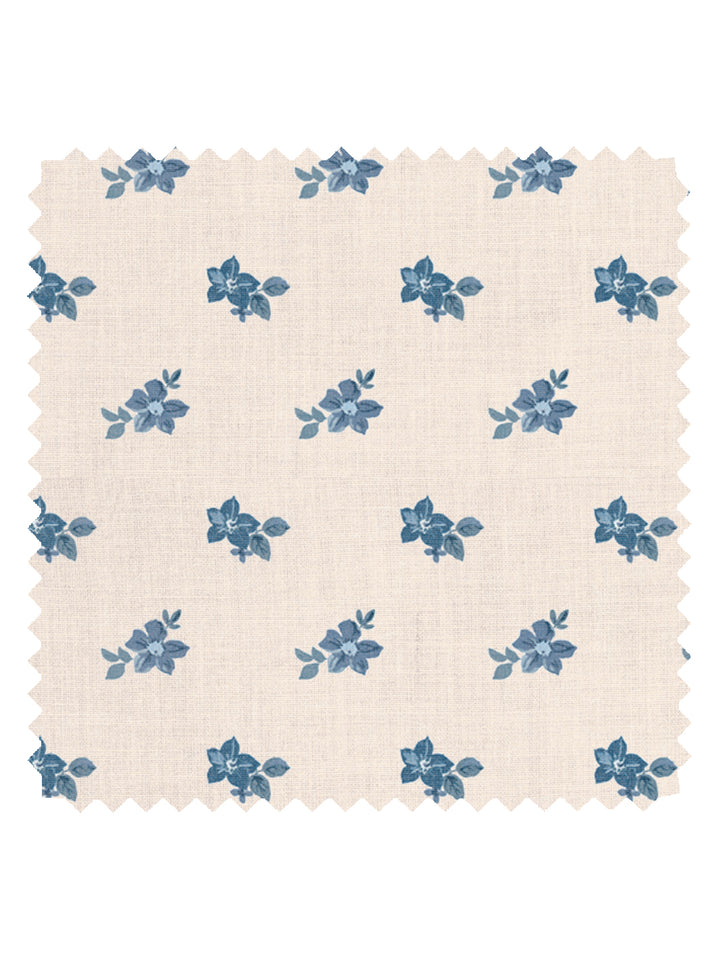 'Anna Floral' Tea Stained Linen Fabric by Nathan Turner - Blues
