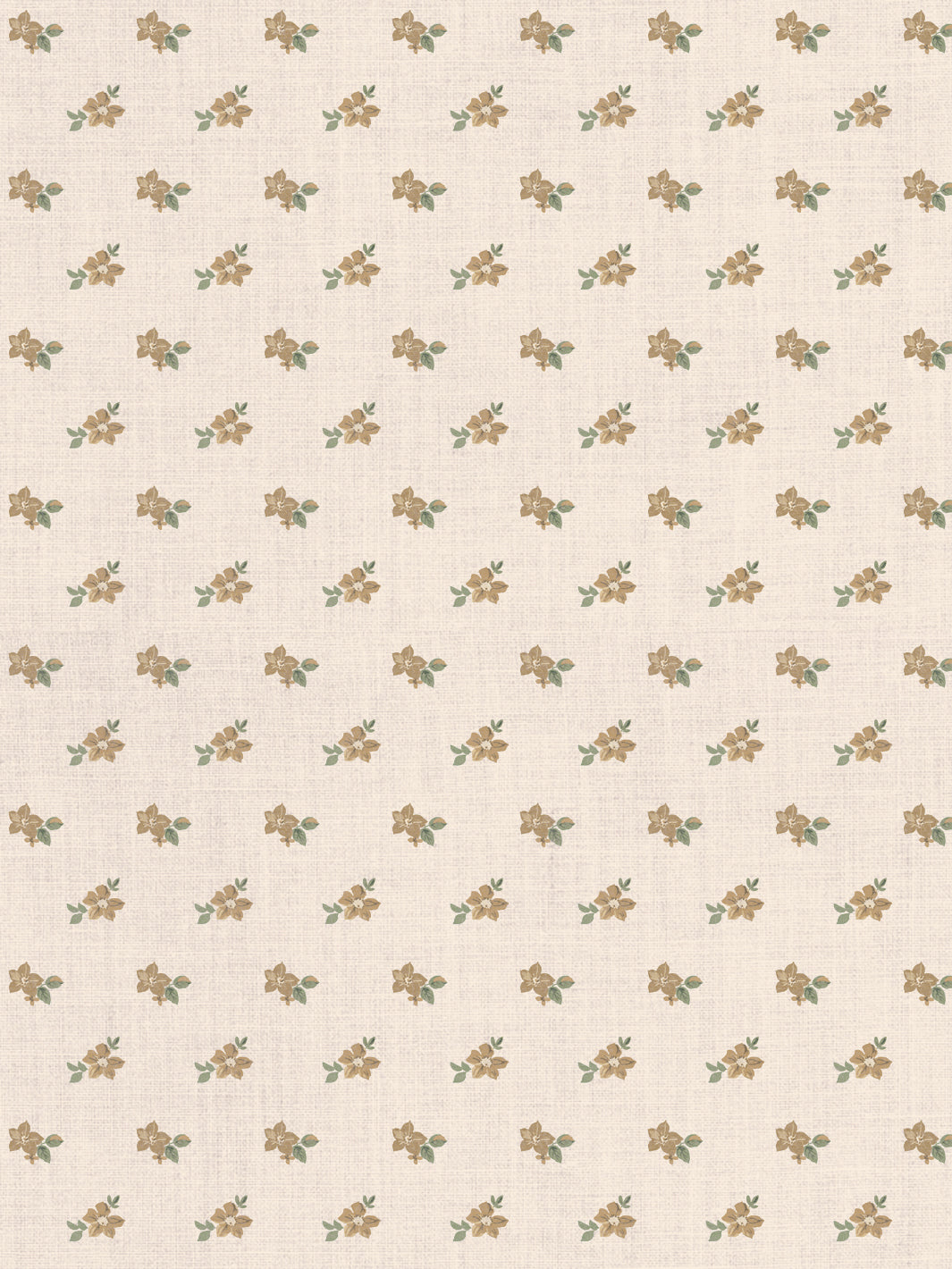 'Anna Floral' Tea Stained Linen Fabric by Nathan Turner - Gold Green